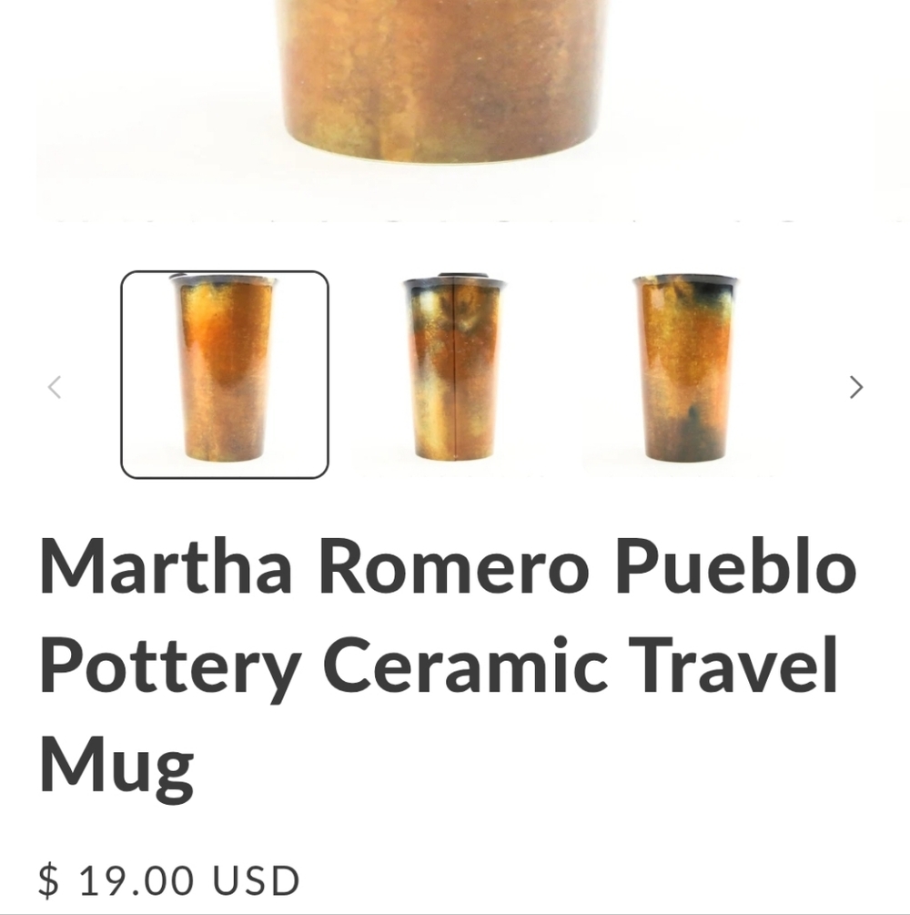 Martha Romero Pueblo Pottery Ceramic Travel Mug